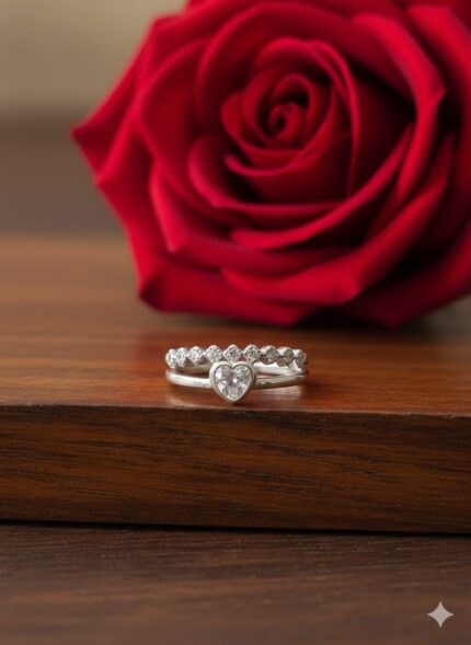 Heart Solitaire Silver Ring